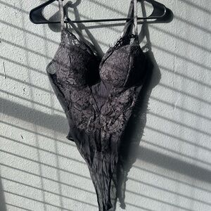 Fashion Nova Black Lace Bodysuit